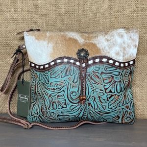 Myra Bag Crossbody Purse – Leather, Cowhide and Canvas - Blue Isle Small and Cro